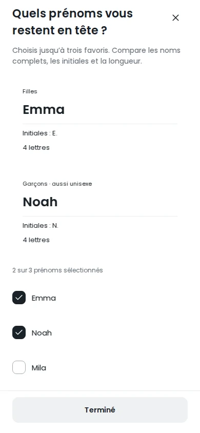 Comparez vos favoris