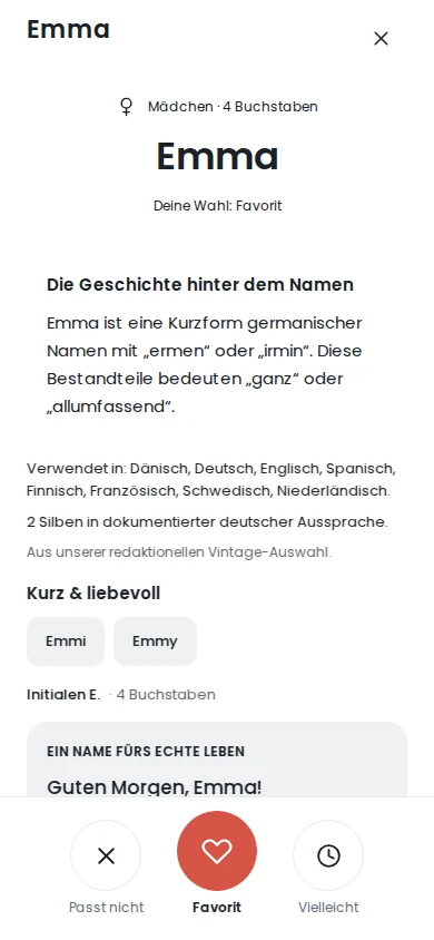 Namensdetails zu Emilia in HeyName