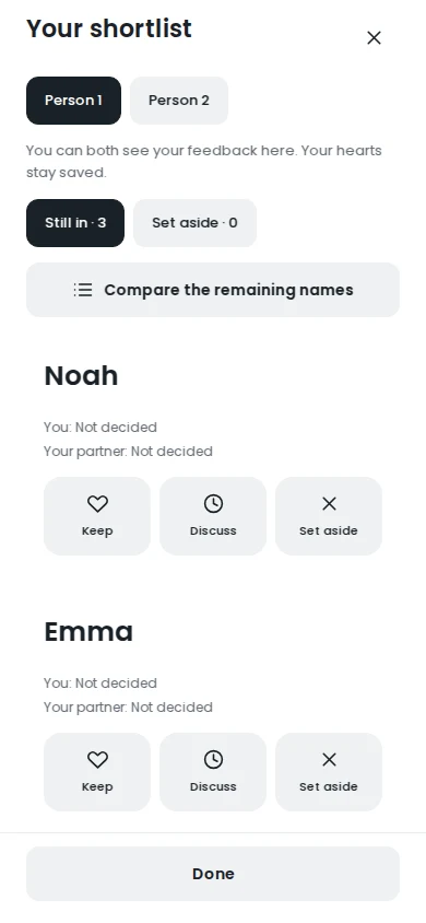 Your shortlist