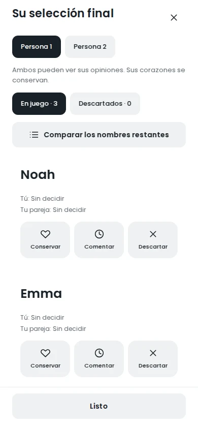 Su selección final