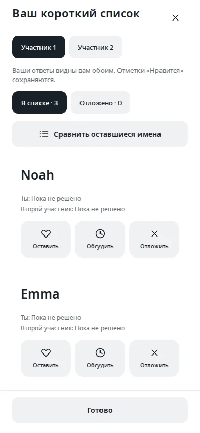 Ваш короткий список